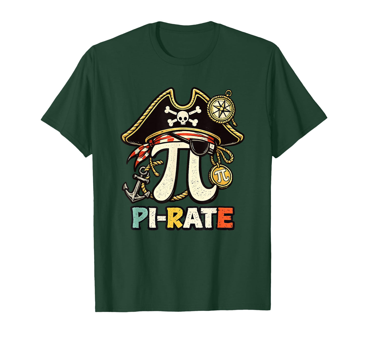 Pi Rate Pirate Pi Day 3.14 Math Pun Nerd Men Women Kids T-Shirt