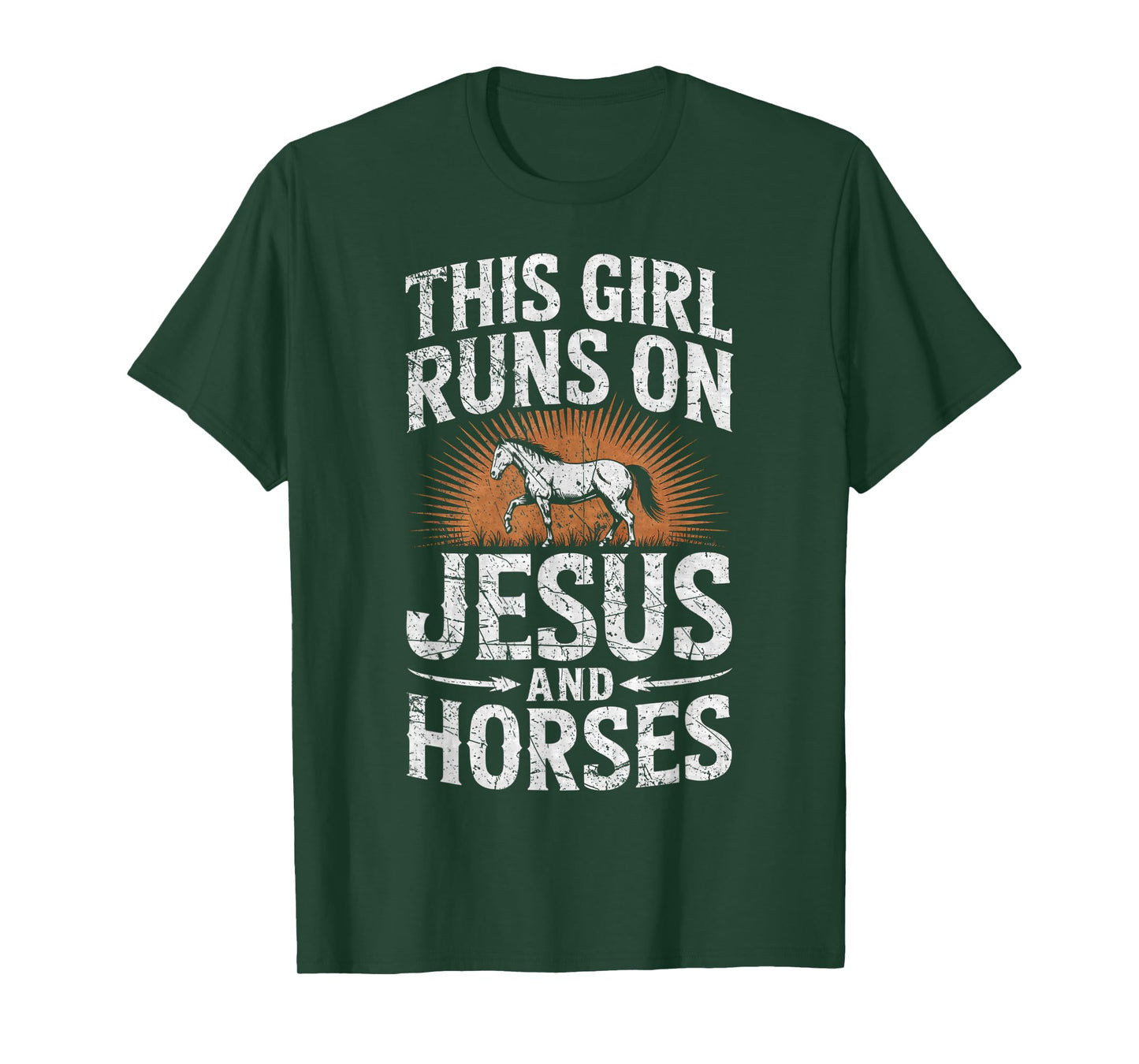 This Girl Runs On Jesus and Horses Horse Riding Equestrian T-Shirt
