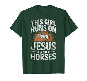 This Girl Runs On Jesus and Horses Horse Riding Equestrian T-Shirt