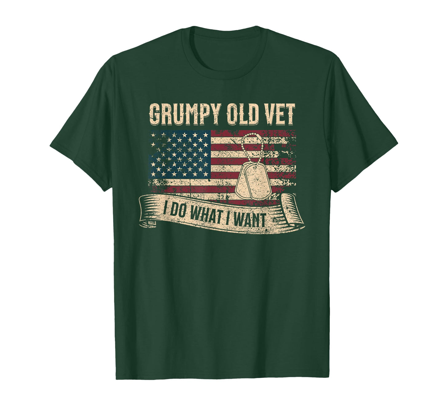 Grumpy Old Vet I Do What I Want Veteran USA American Flag T-Shirt