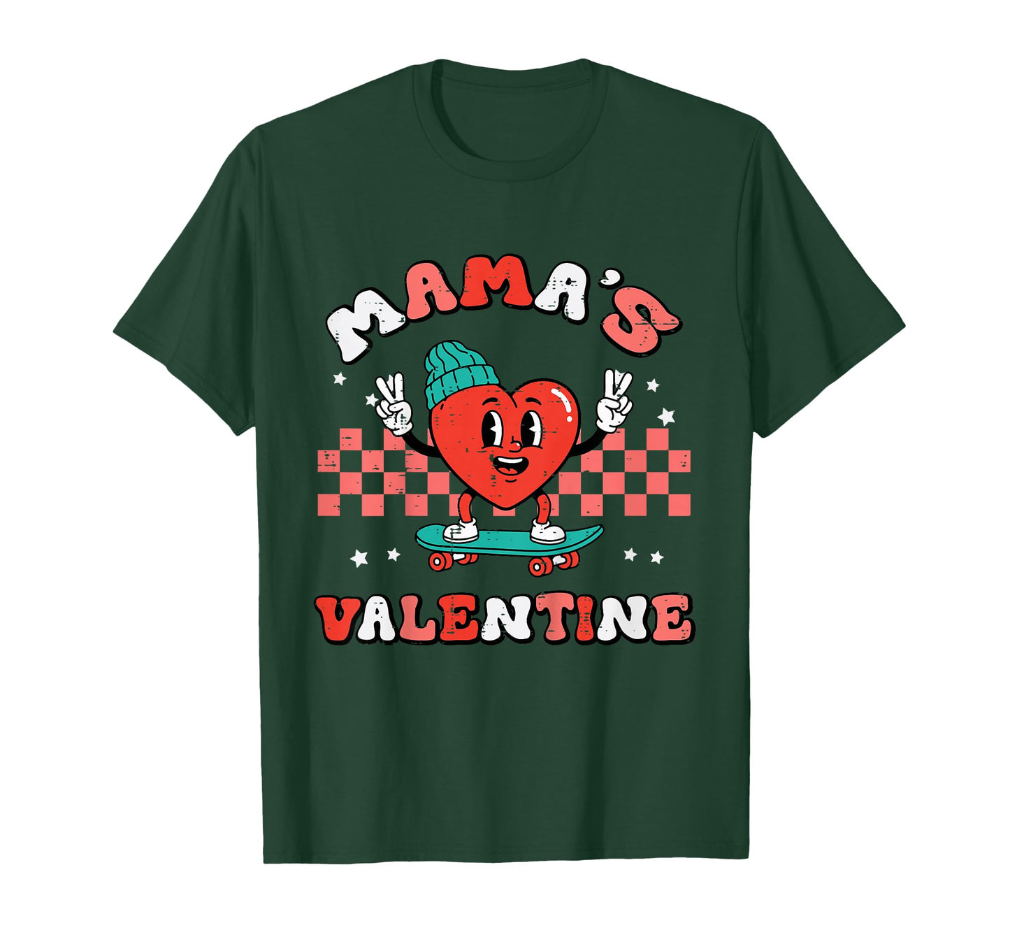 Kids Mamas Valentine Heart Skate Valentines Day Toddler Boys Kids T-Shirt