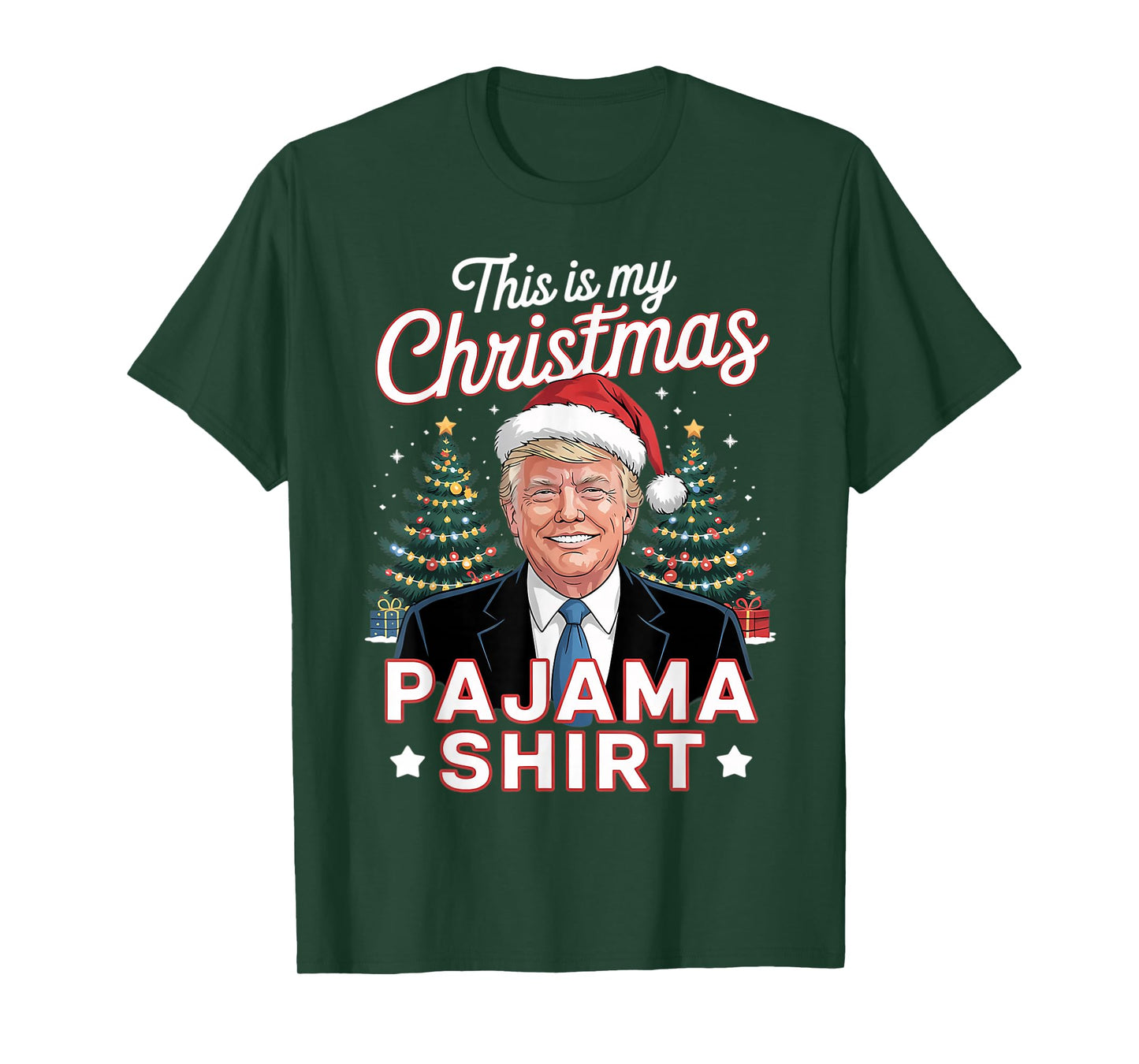 This is My Christmas Pajama Trump Santa Hat Xmas T-Shirt