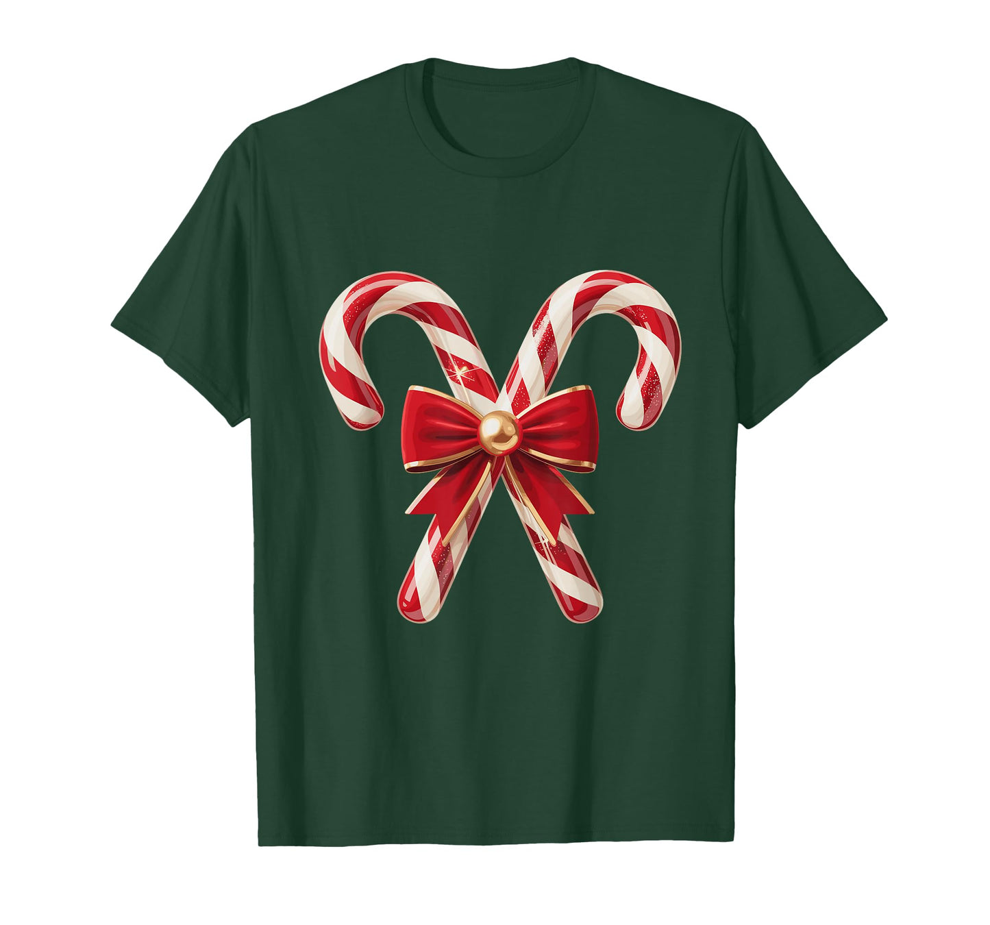 Candy Cane Coquette Bow Christmas Girls Women T-Shirt