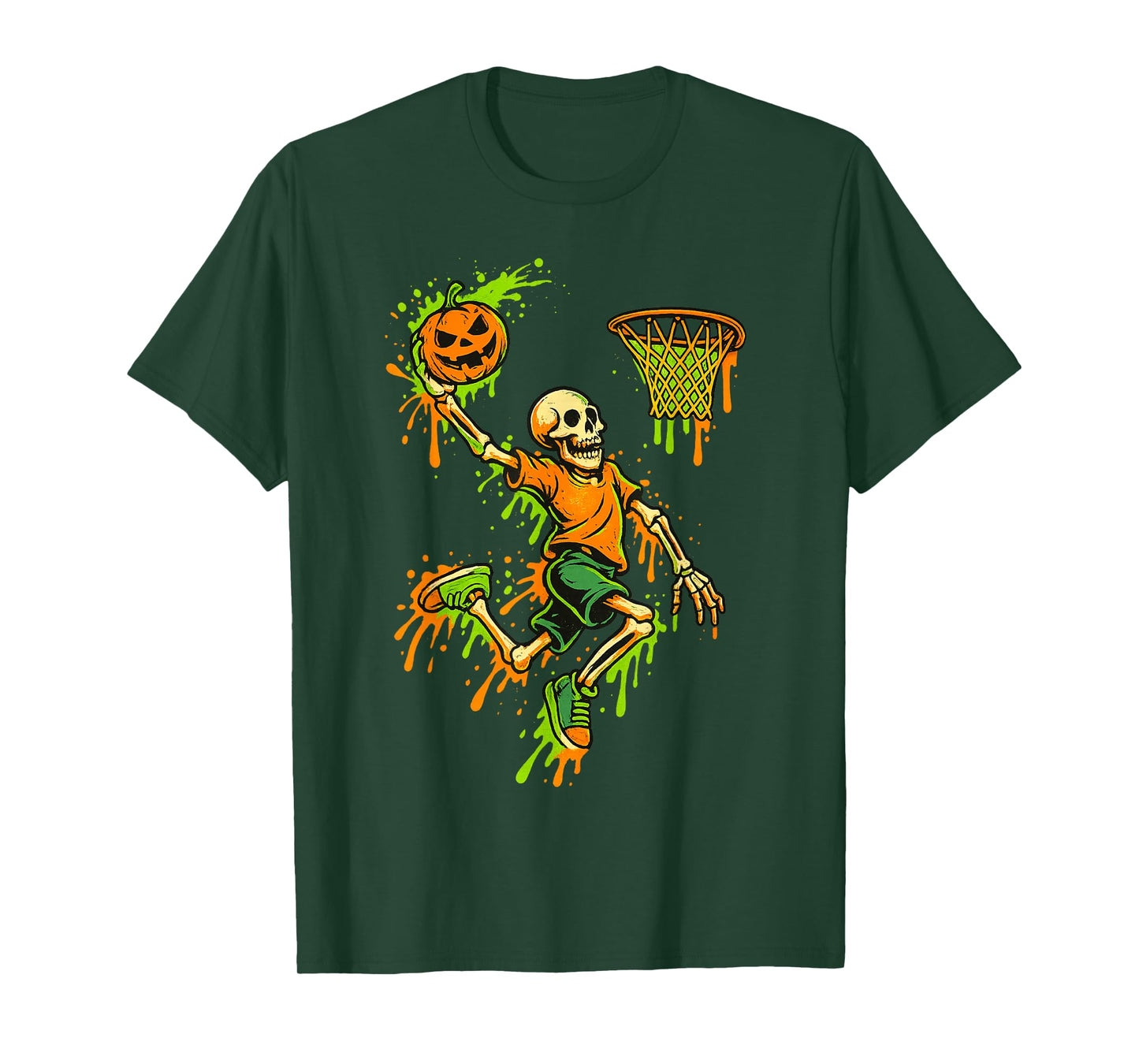 Spooky Basketball Halloween Costume Skeleton Player Boys T-Shirt