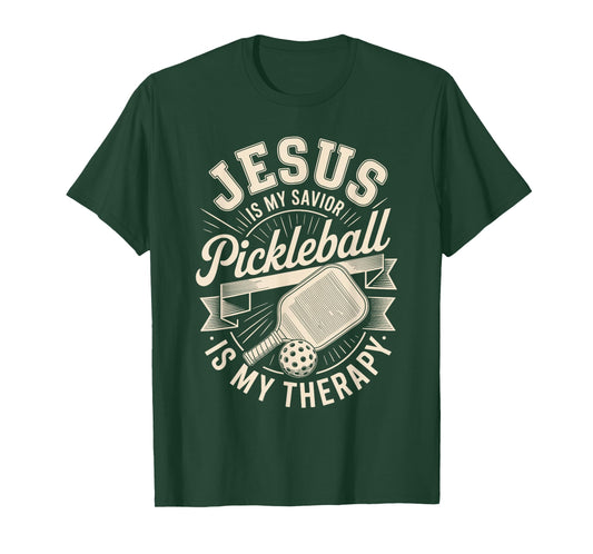 Jesus is My Savior Pickleball is My Therapy Christian T-Shirt