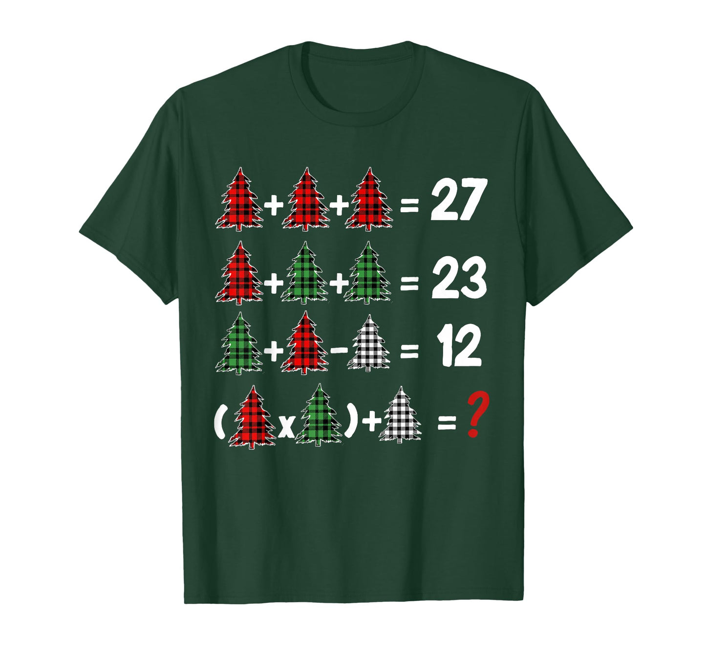 Funny 67 Christmas Tree Buffalo Plaid Math Teacher Xmas T-Shirt