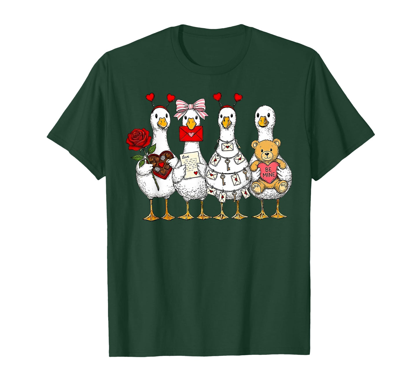 Funny Goose Happy Valentine Goose Cute Heart Lover Men Women T-Shirt