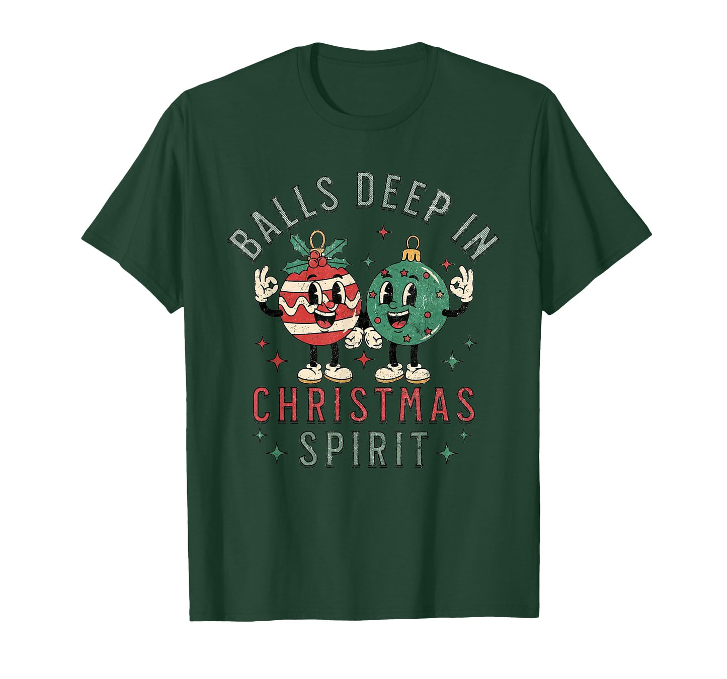 Balls Deep in Christmas Spirit Funny Balls Christmas Saying T-Shirt