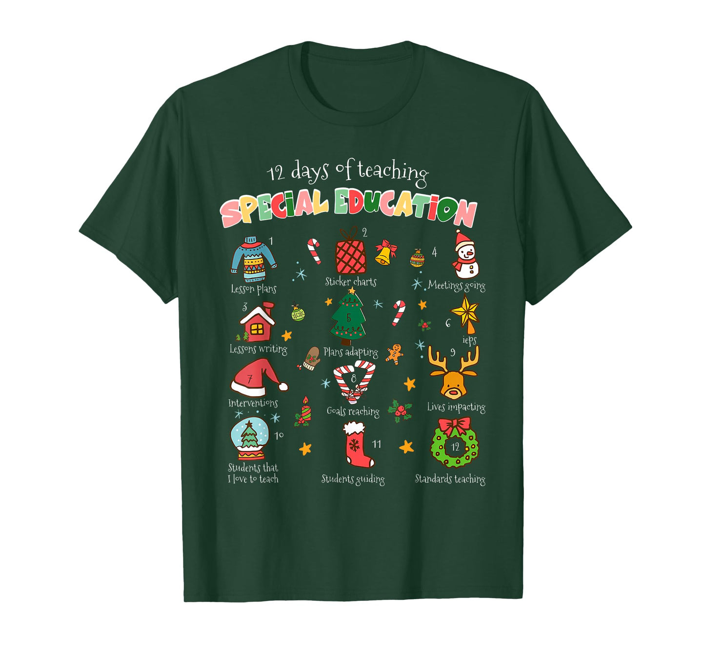 12 Days of Teaching Special Education SPED Teacher Christmas T-Shirt