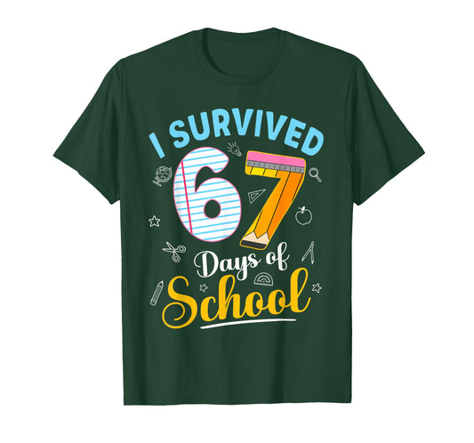 Funny Meme I Survived 67 Days of School Teacher Student Kids T-Shirt