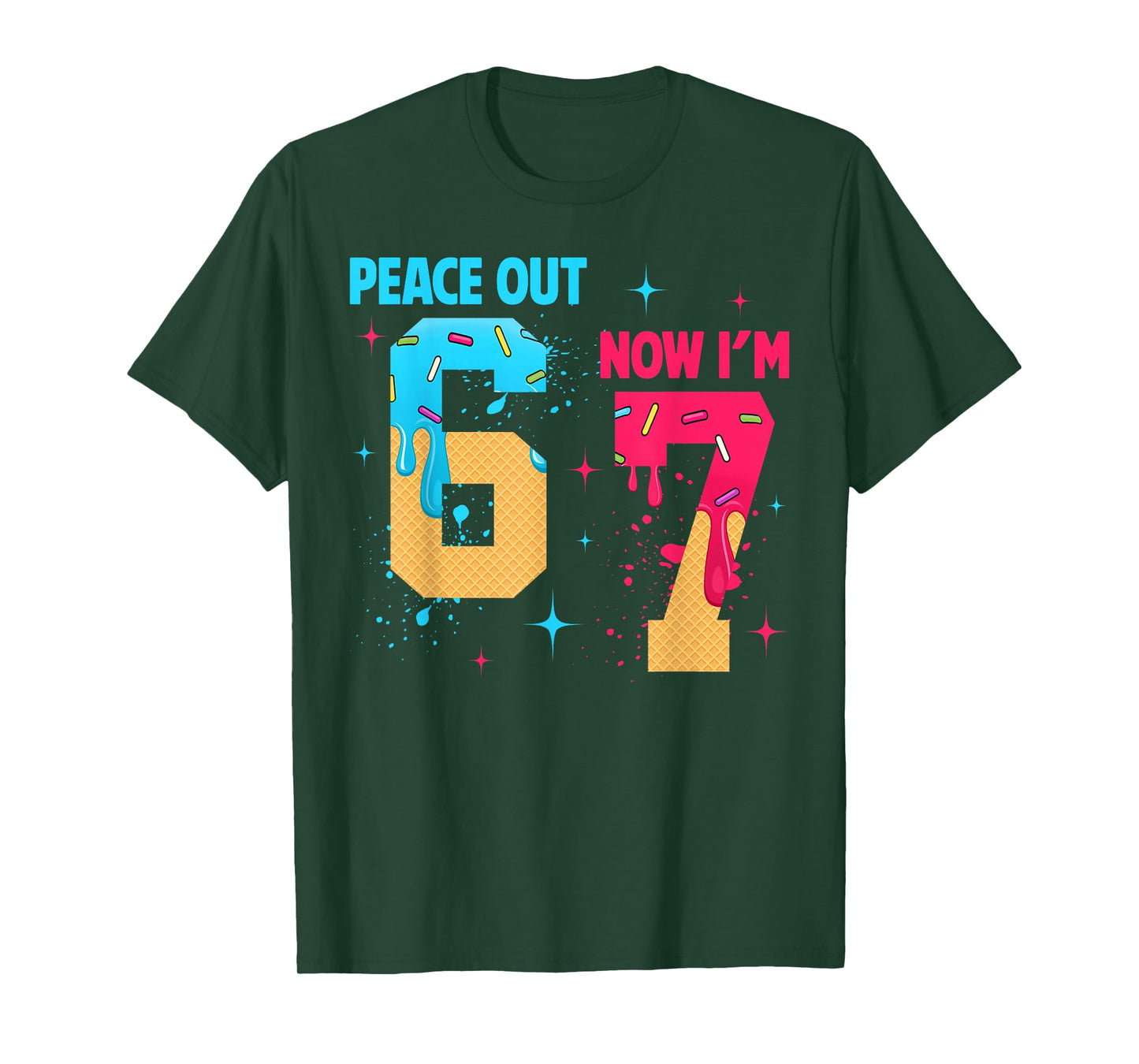 7 Years Old Birthday Peace Out 6 Now I'm 7 67 Birthday Kids T-Shirt