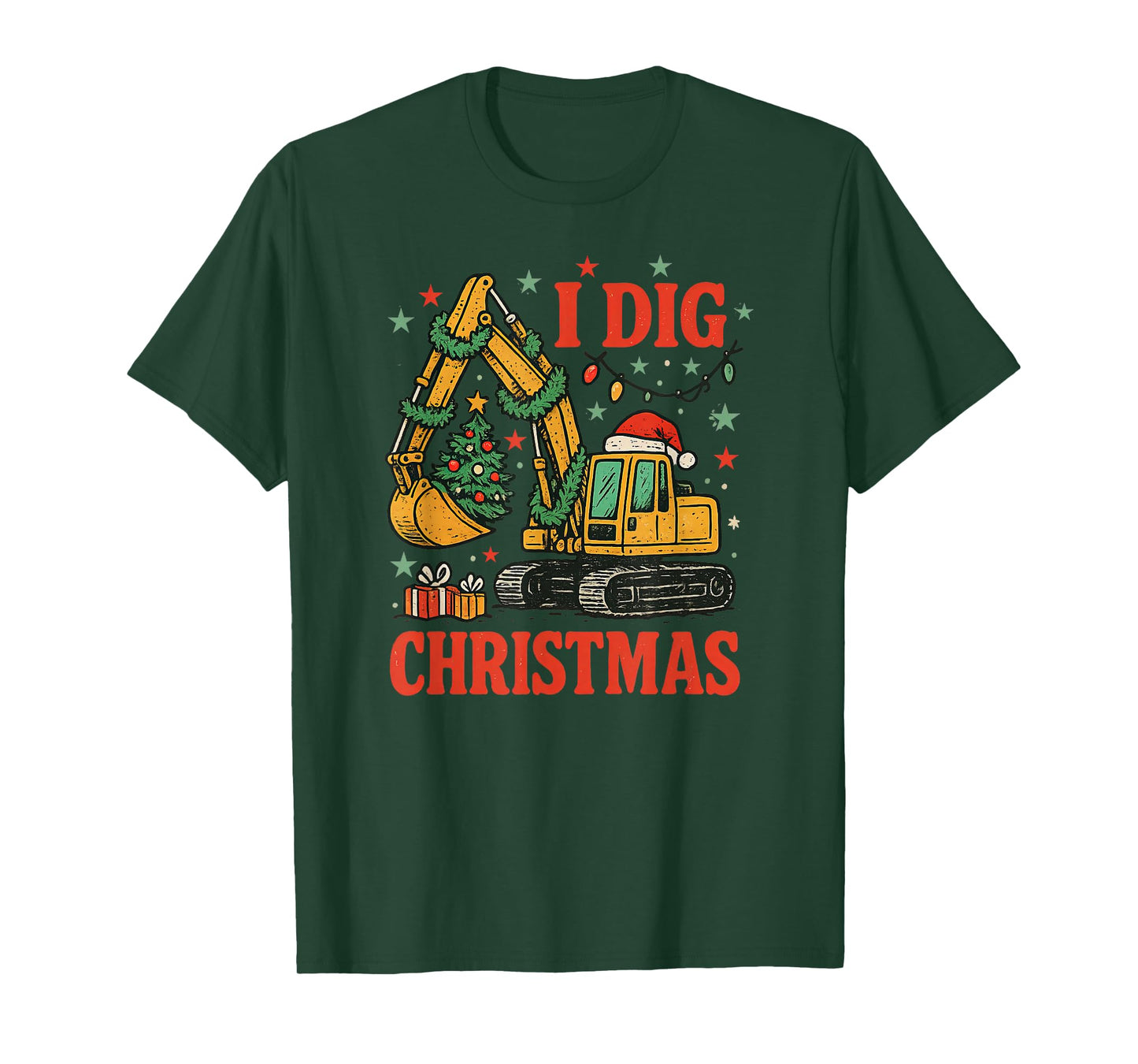 I Dig Christmas Excavator Retro Holiday Meme T-Shirt