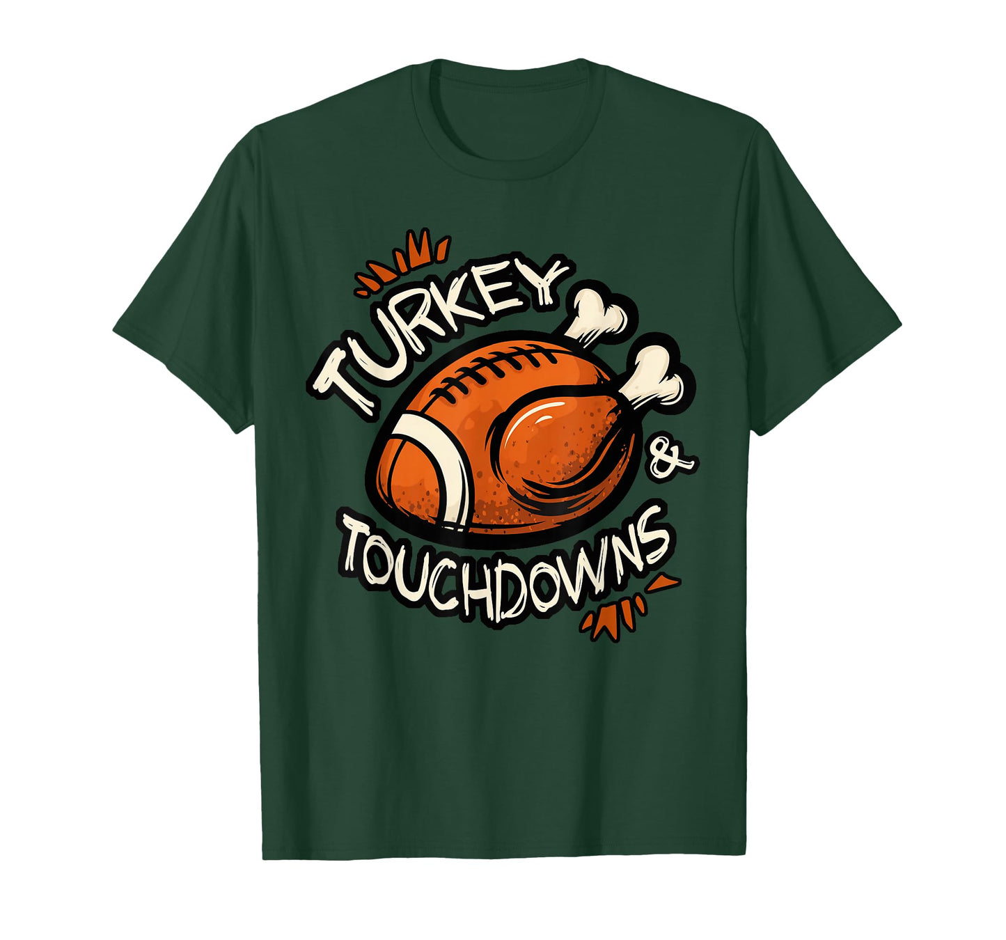 Turkey and Touchdowns Thanksgiving Football Game Day T-Shirt