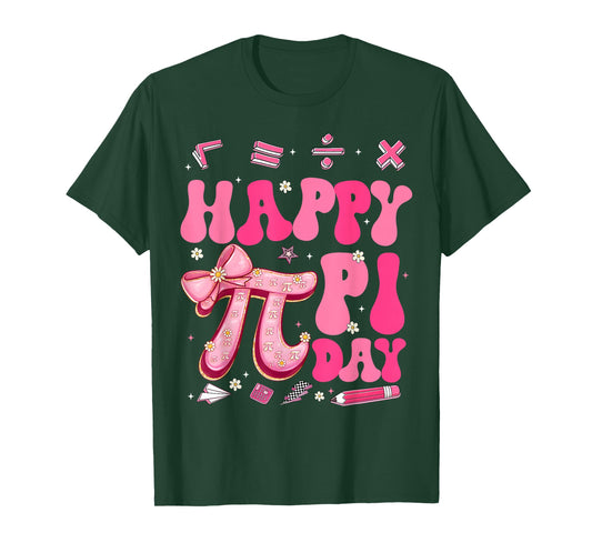 Happy Pi Day Pink Coquette 3.14 Math Teacher Women Girl Kid T-Shirt