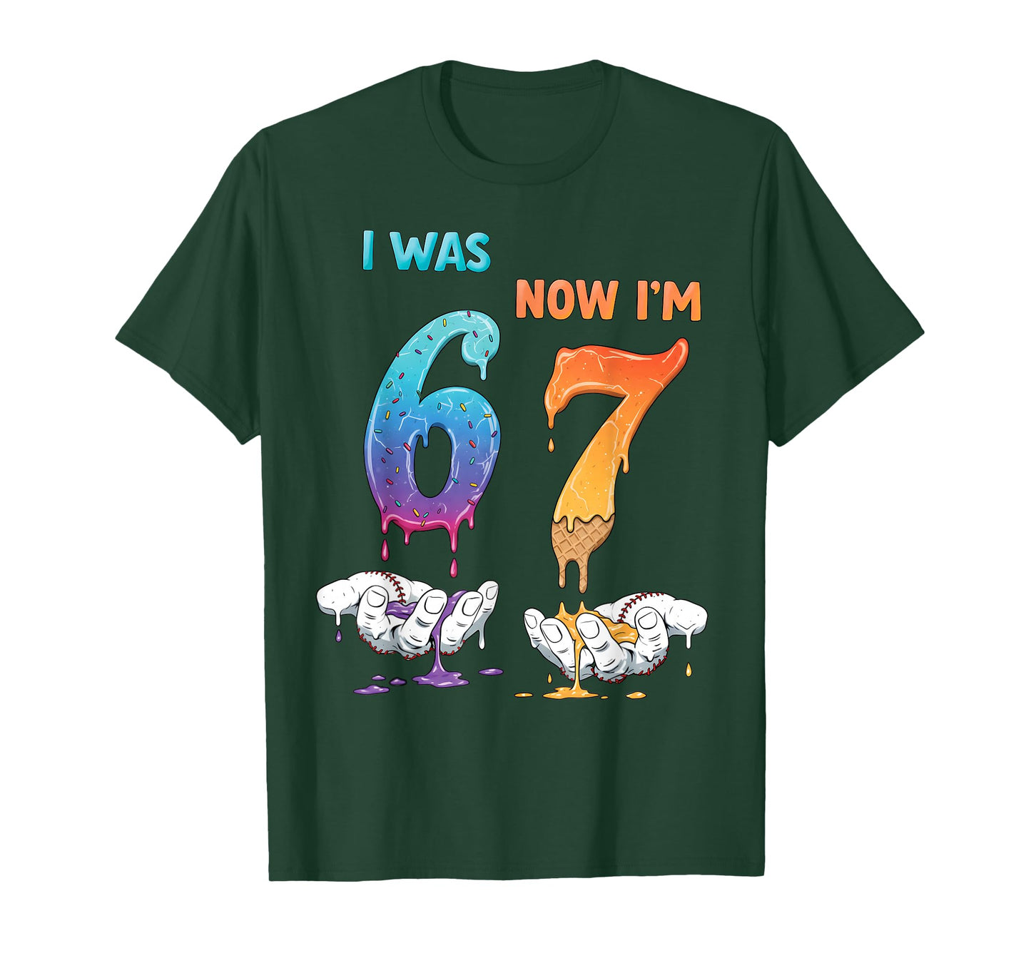 Six Seven Meme 7 Year Old Birthday Shirt was 6 Now I'm 7 T-Shirt