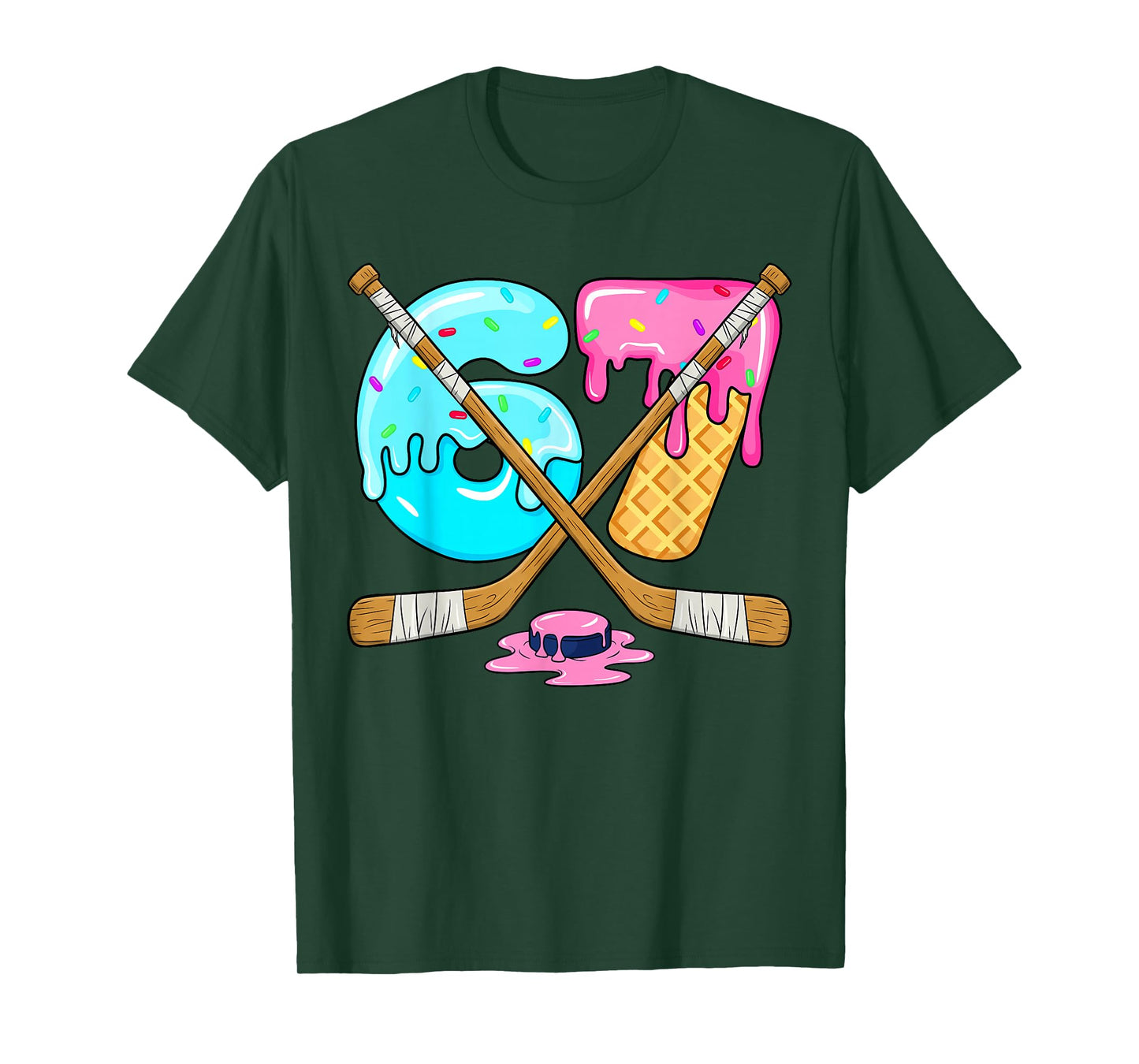 67 Ice Cream Drip Hockey Six Seven 6 7 Meme Sport Lover T-Shirt