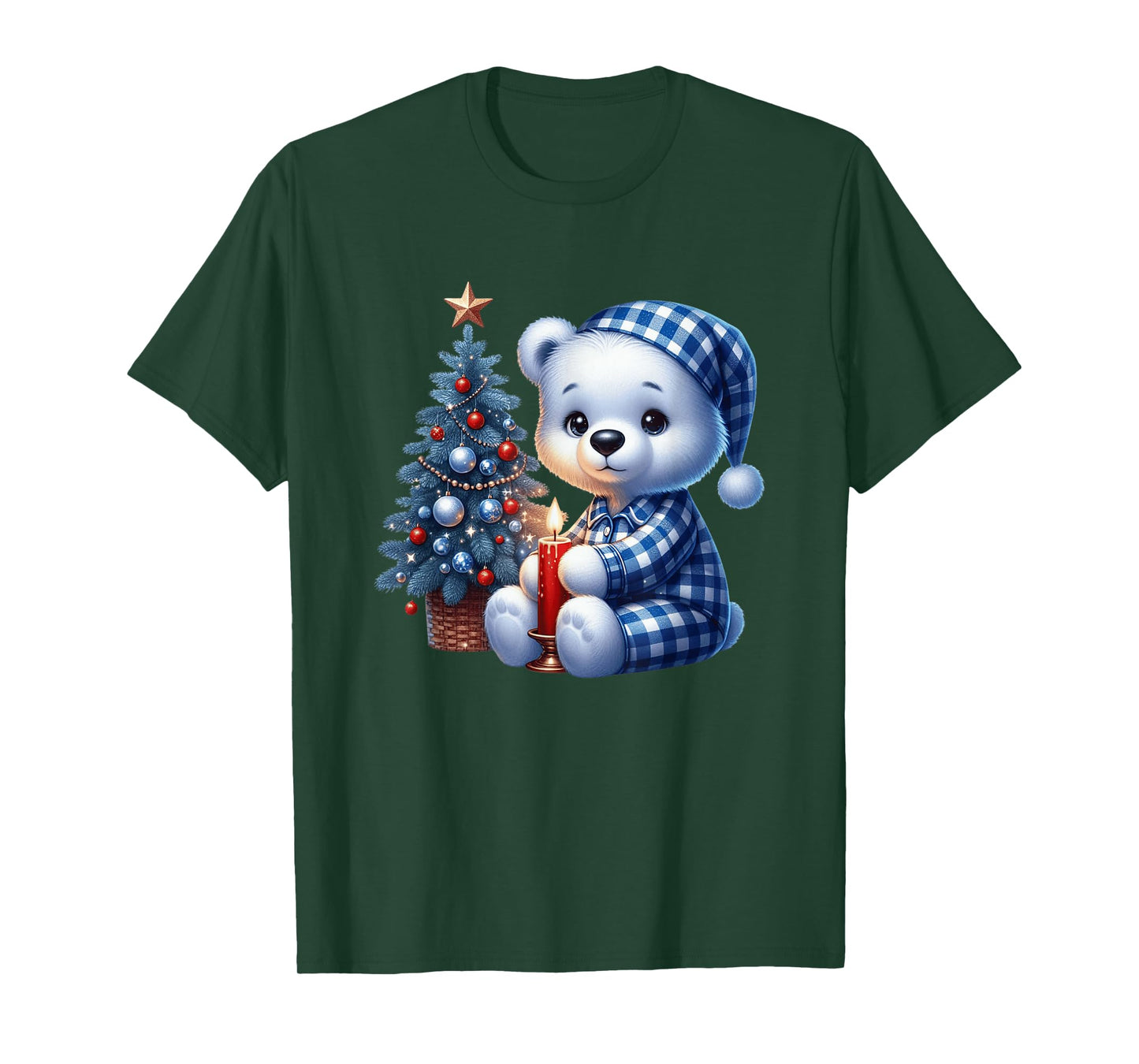 Teddy Bear Christmas Candle Cozy Winter Night T-Shirt