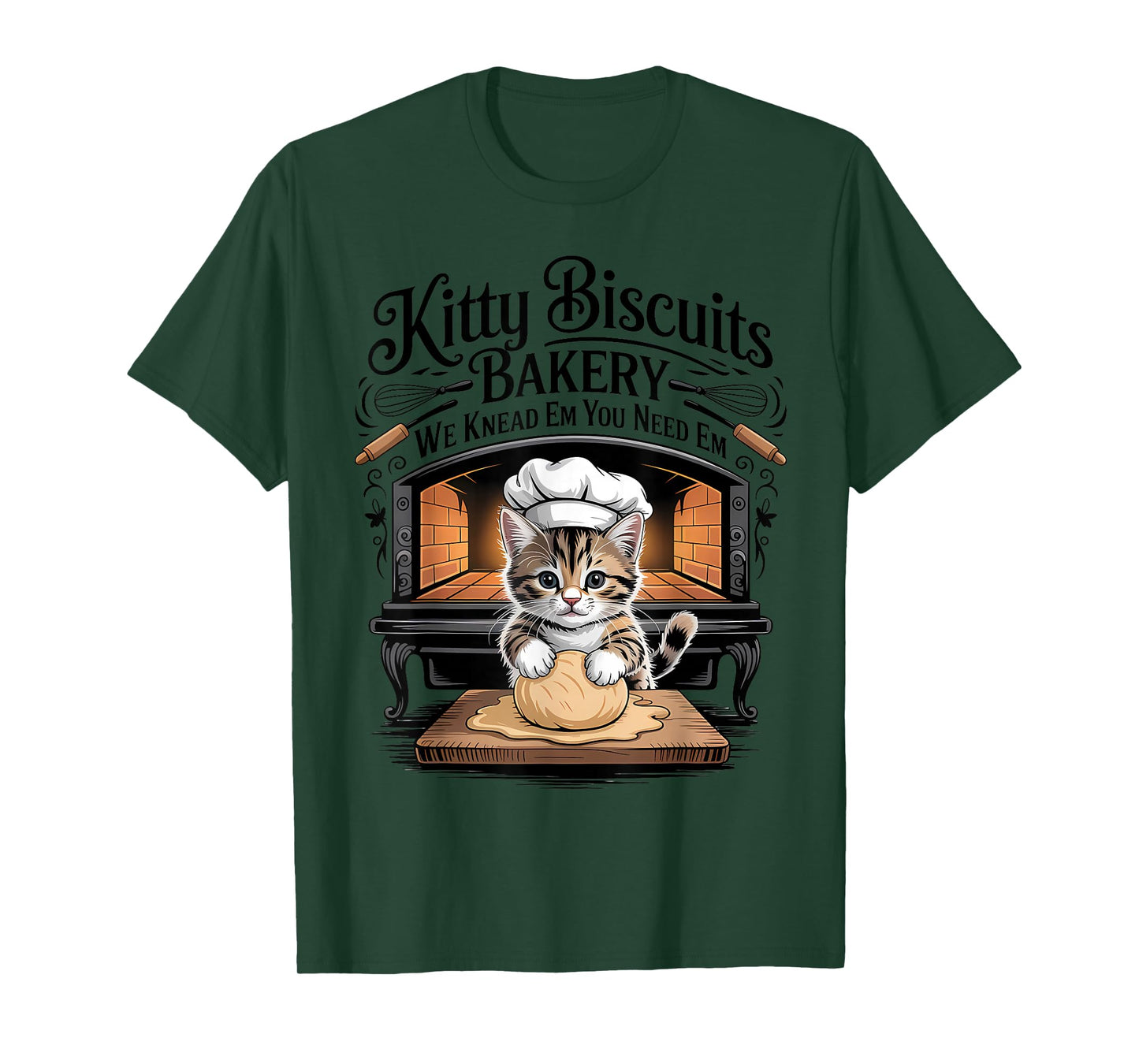 Kitty Biscuits We Knead Em You Need Em Funny Baking Cat T-Shirt