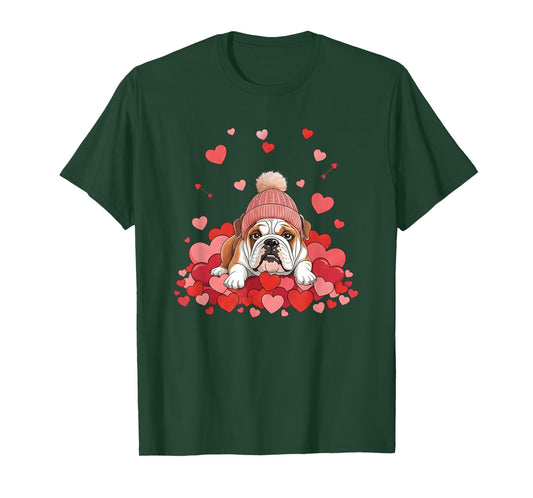 English Bulldog Valentines Day Dog Mom Dad Heart Pet Lovers T-Shirt