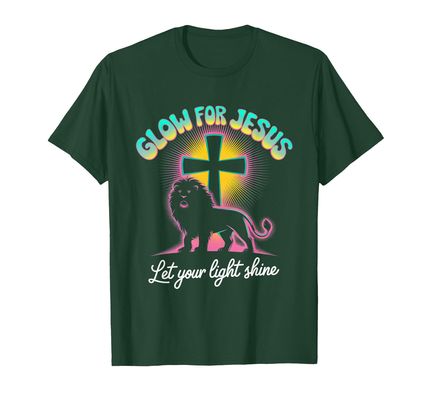 Glow for Jesus Tshirt Christian Faith Lion God Christianity T-Shirt