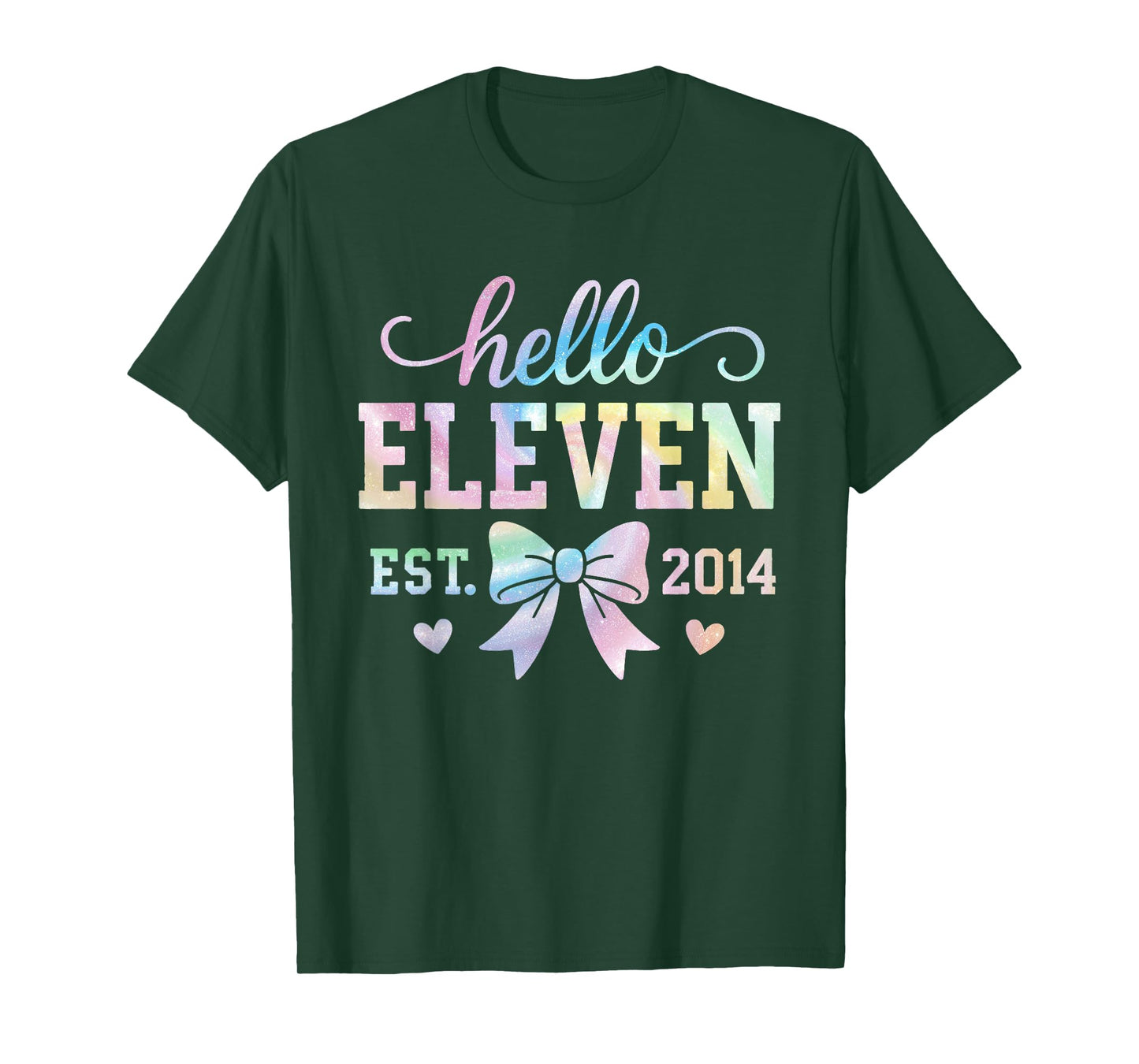 Hello Eleven Est 2014 Coquette Bow 11th Birthday Girl T-Shirt