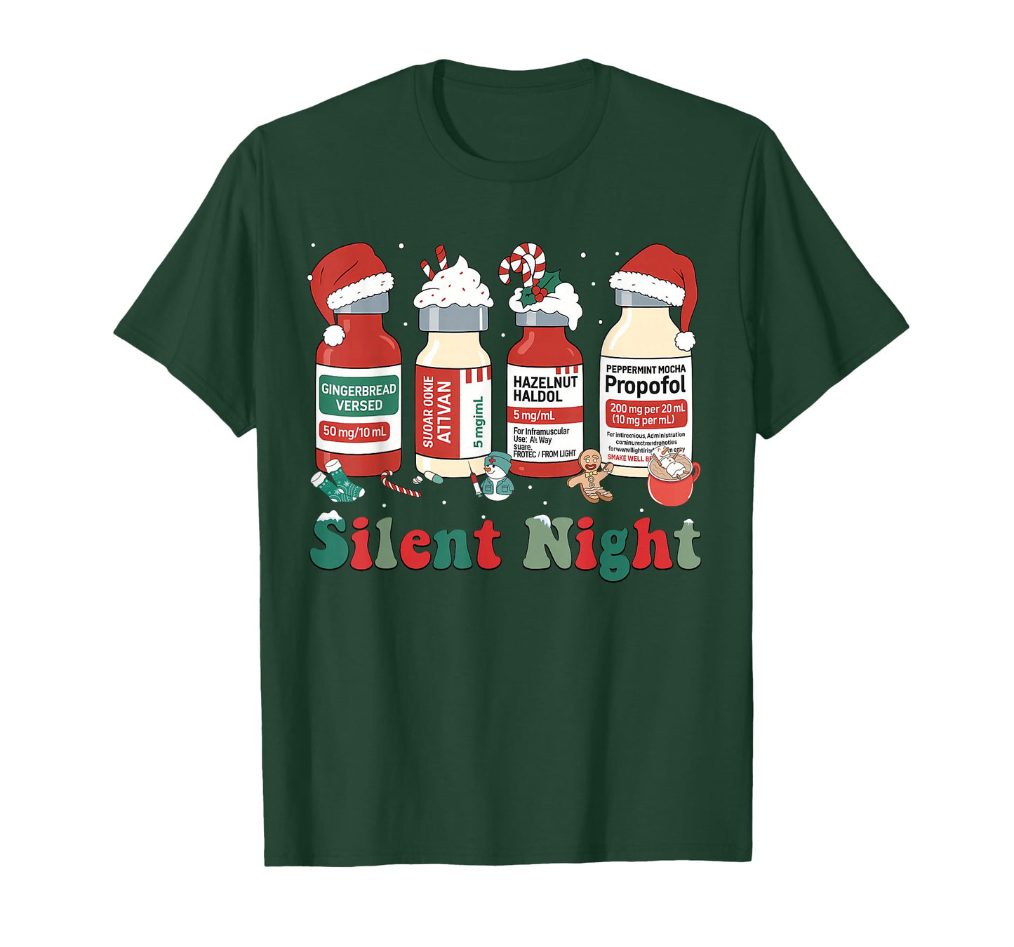 Funny Santa Propofol Silent Night ICU Nurses Merry Christmas T-Shirt