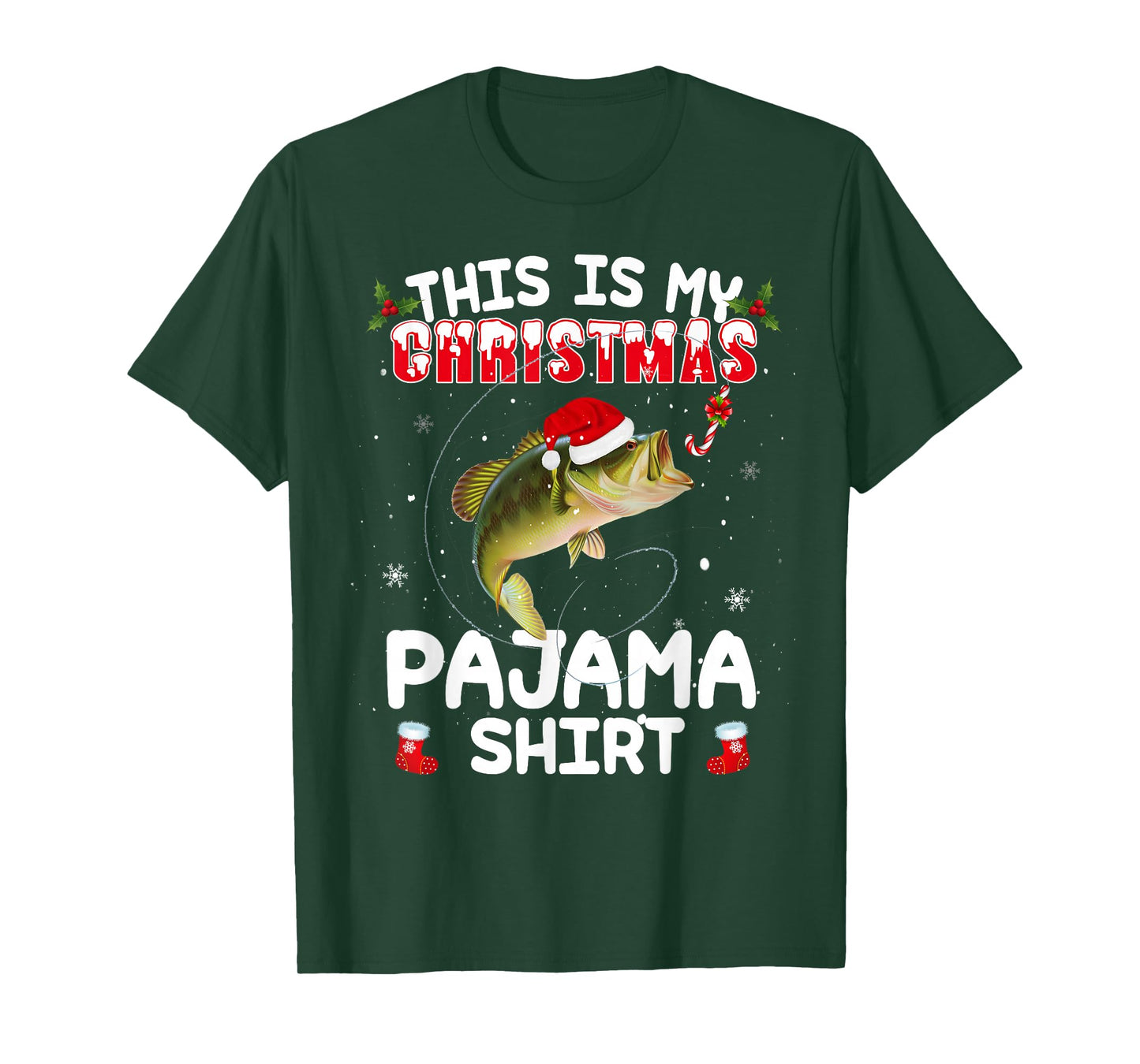 This is My Christmas Pajama Shirt Funny Fishing Xmas for Men T-Shirt