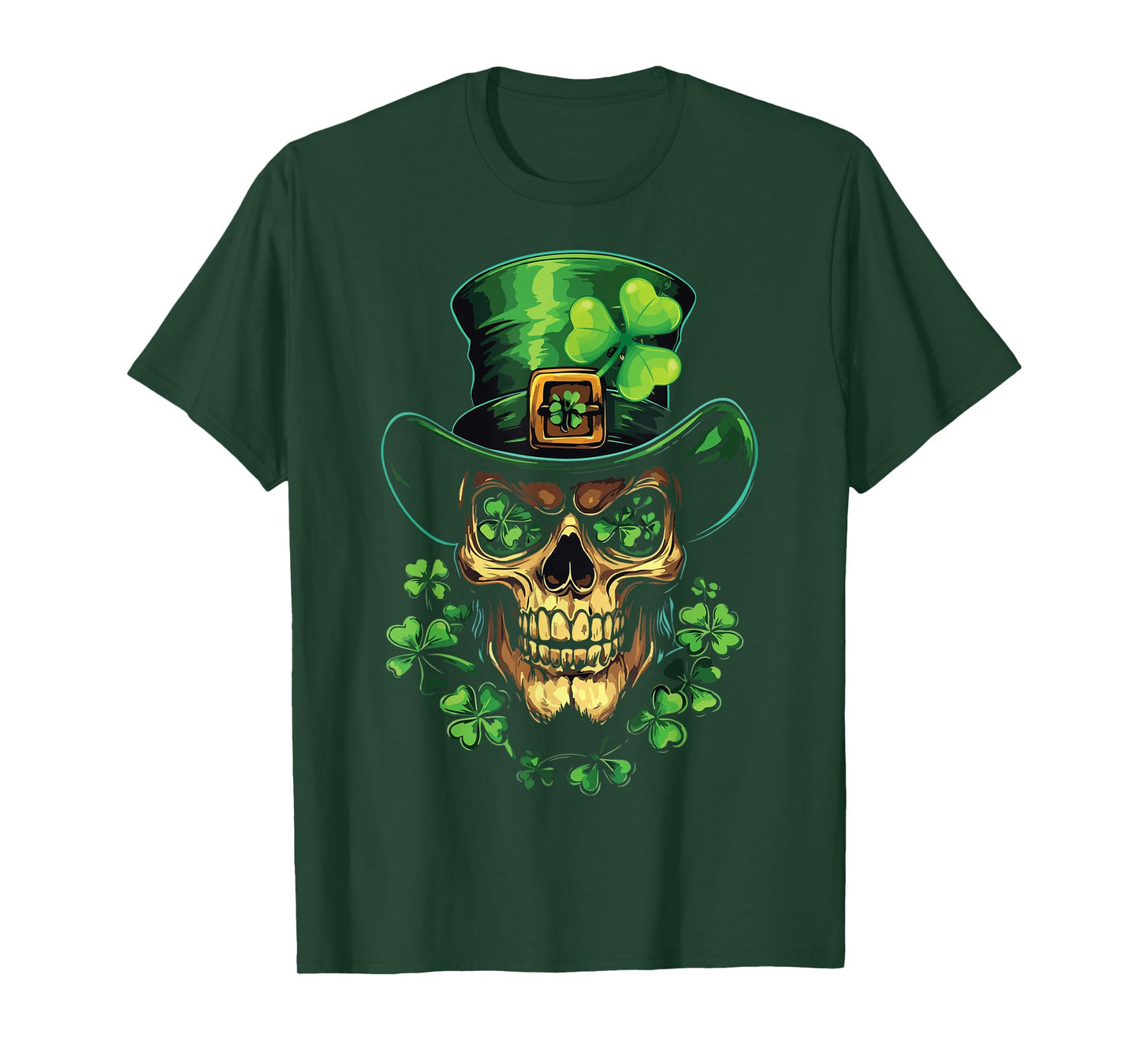 St Patricks Day Cool Leprechaun Skull Graphic T-Shirt