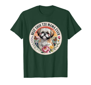 Best Shih tzu mom Ever Retro Floral Shih tzu Graphic Women T-Shirt