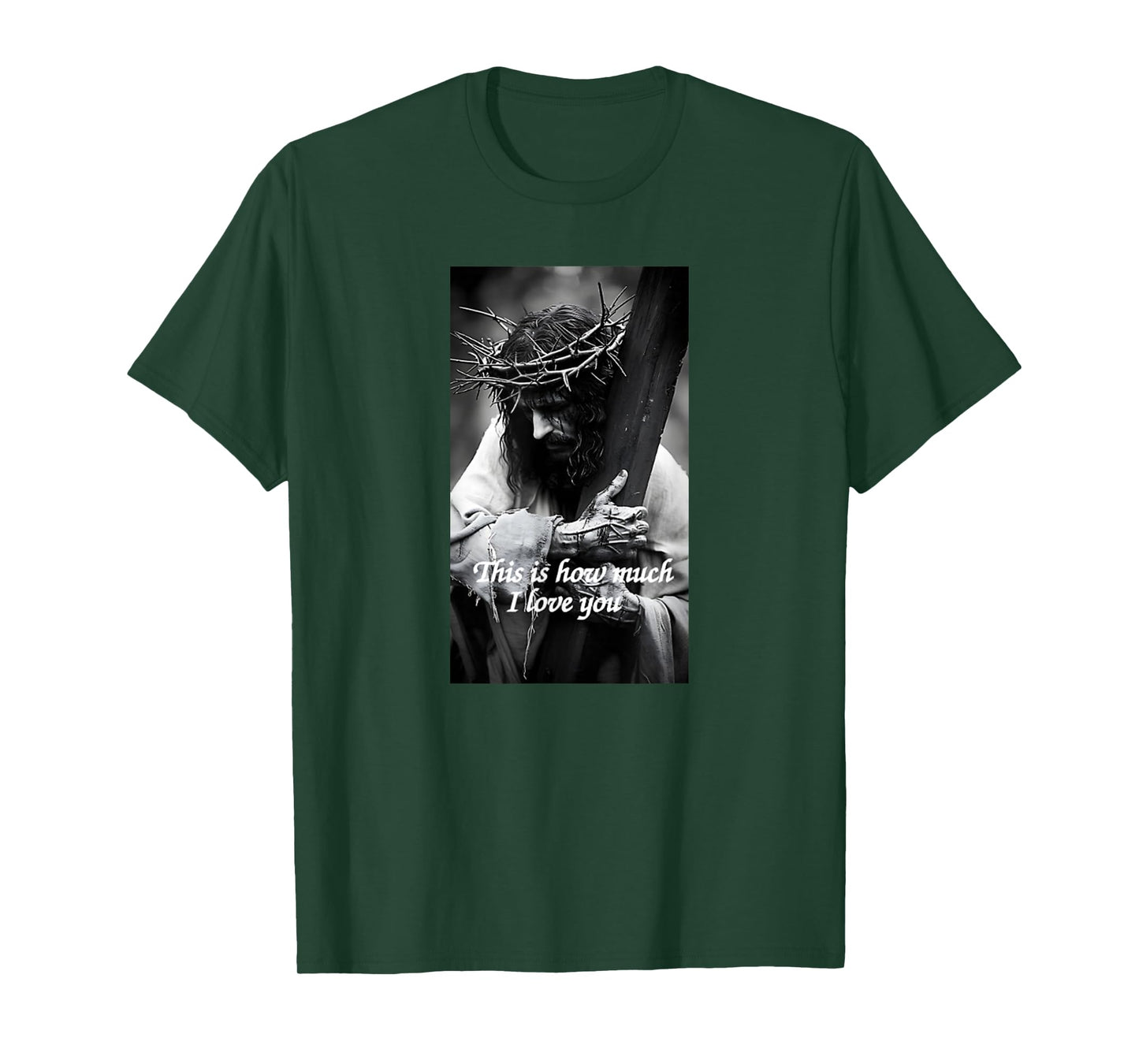 Crucified Love Monochrome Jesus Crown of Thorn Bible T-Shirt