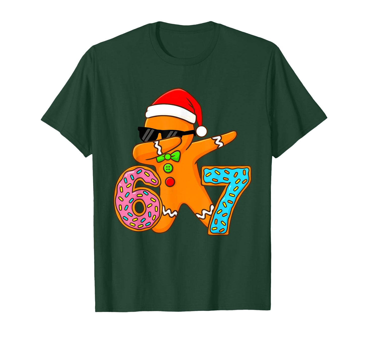 Six Seven Bruh Gingerbread Dabbing Funny Christmas 6 7 Meme T-Shirt