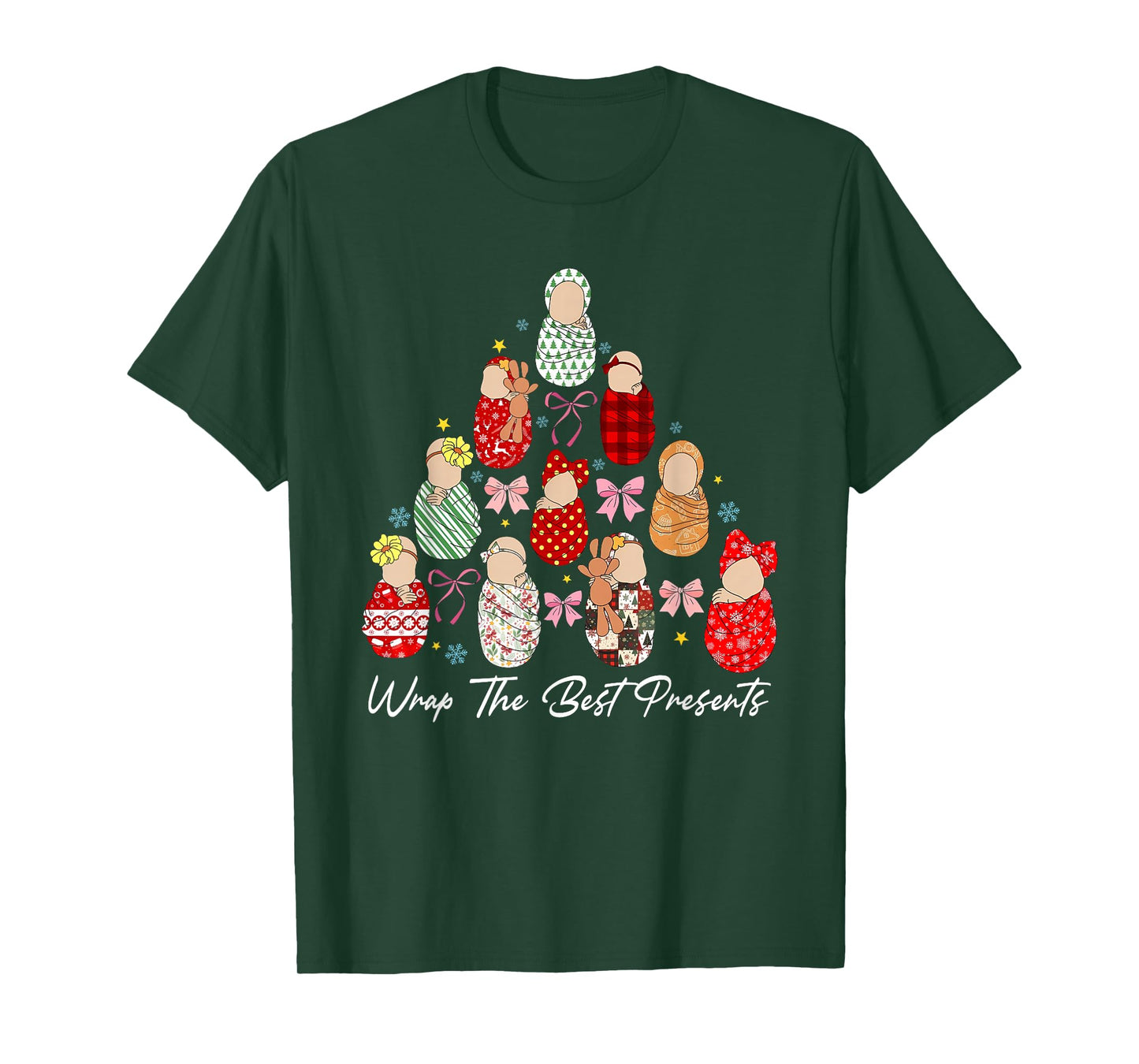 We Wrap The Cutest Presents Mother Baby Nurse Christmas Tree T-Shirt