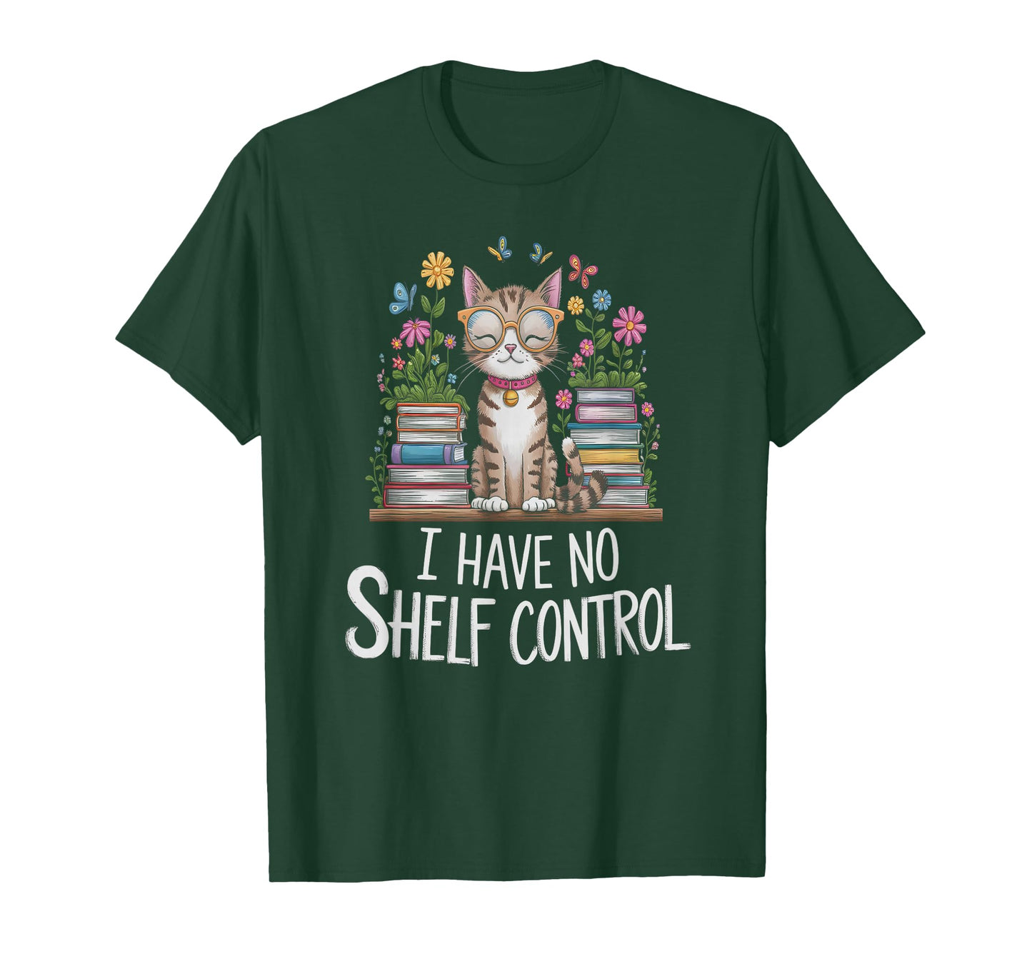 Funny I Have NO Shelf Control Cat Reading Girl Readers T-Shirt