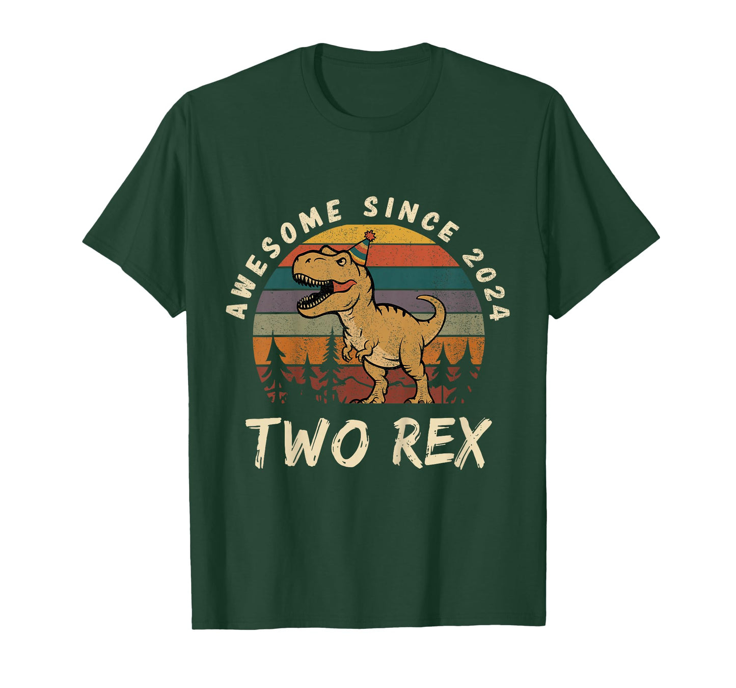 Kids Two rex 2nd Birthday Dinosaur 2 Year Old Boys Born 2024 T-Shirt