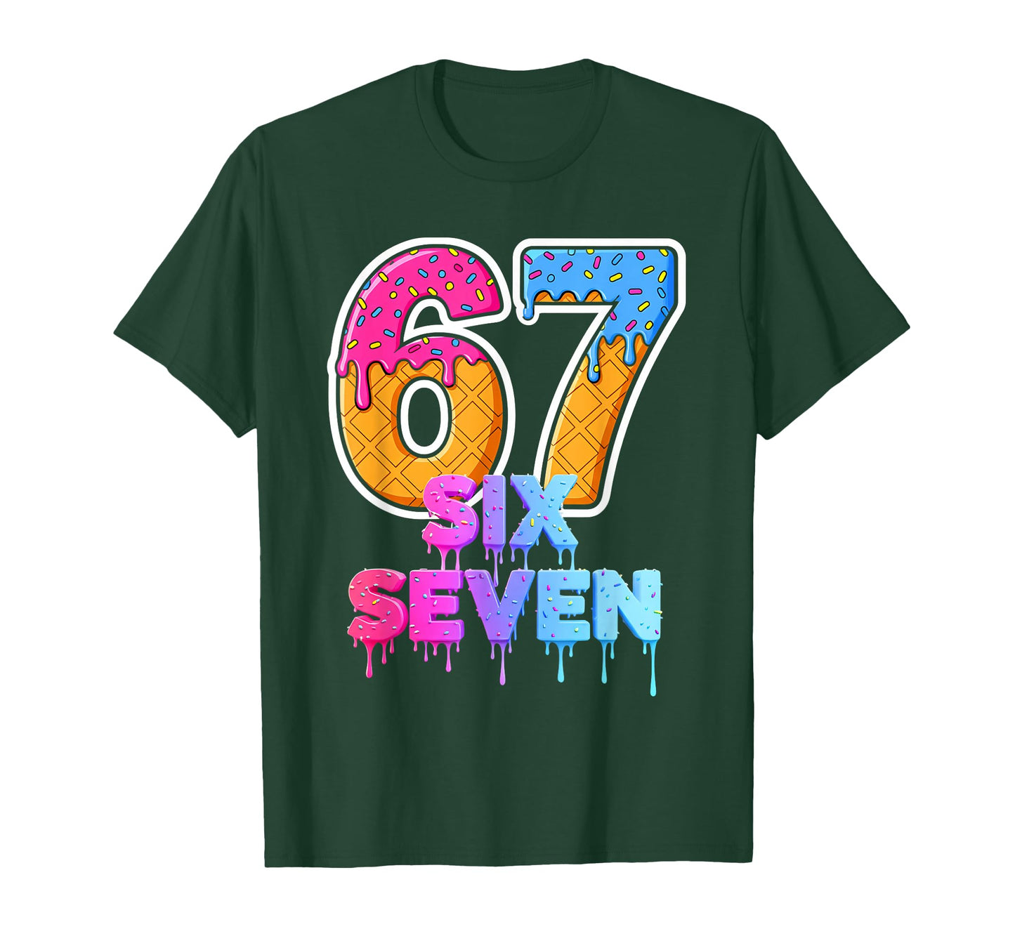 Six Seven Ice Cream Drip Gen Alpha Slang Funny 6 7 Meme T-Shirt
