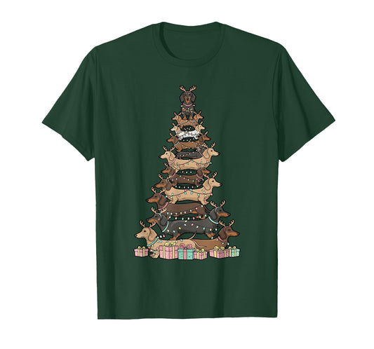 Dachshund Dog Christmas Outfit, Dachshund Christmas Tree T-Shirt