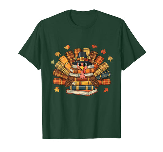 Turkey Books Funny Read Thanksgiving Teacher Fall Men Women T-Shirt