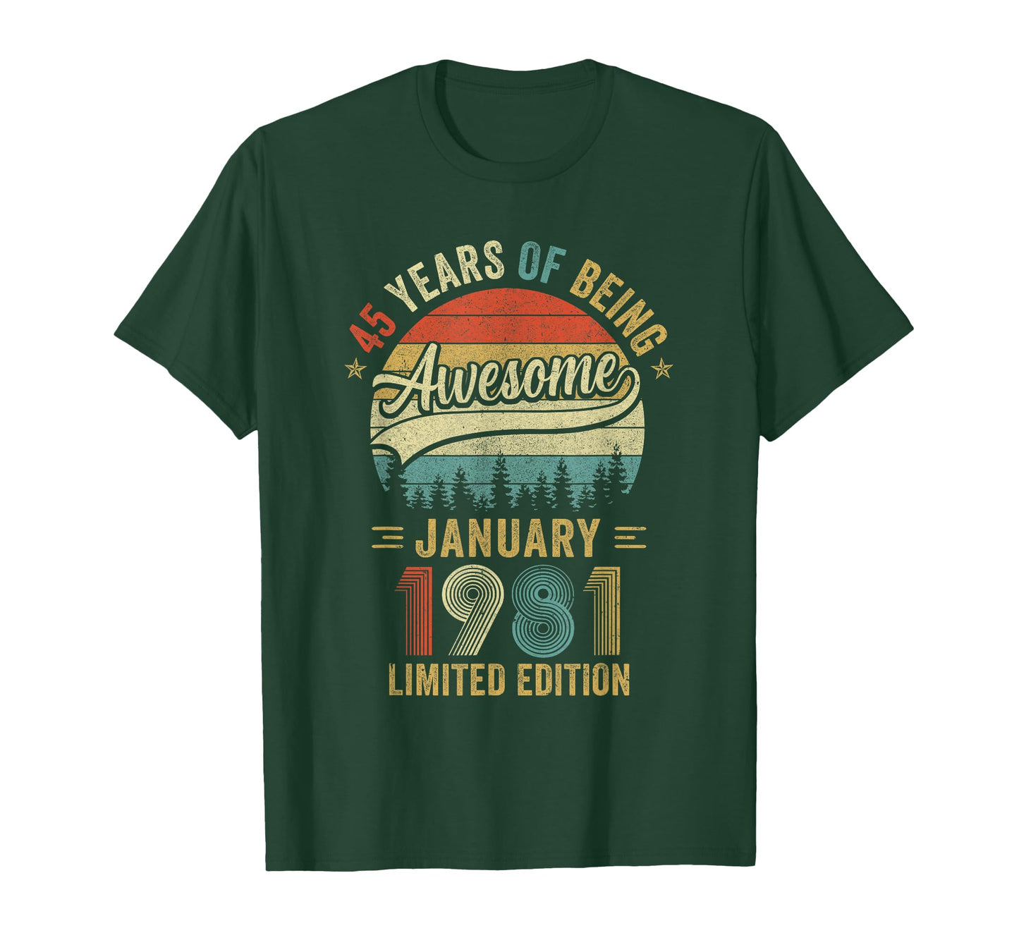 Vintage January 1981 Old 45Th Birthday Men Women T-Shirt