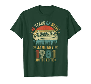 Vintage January 1981 Old 45Th Birthday Men Women T-Shirt