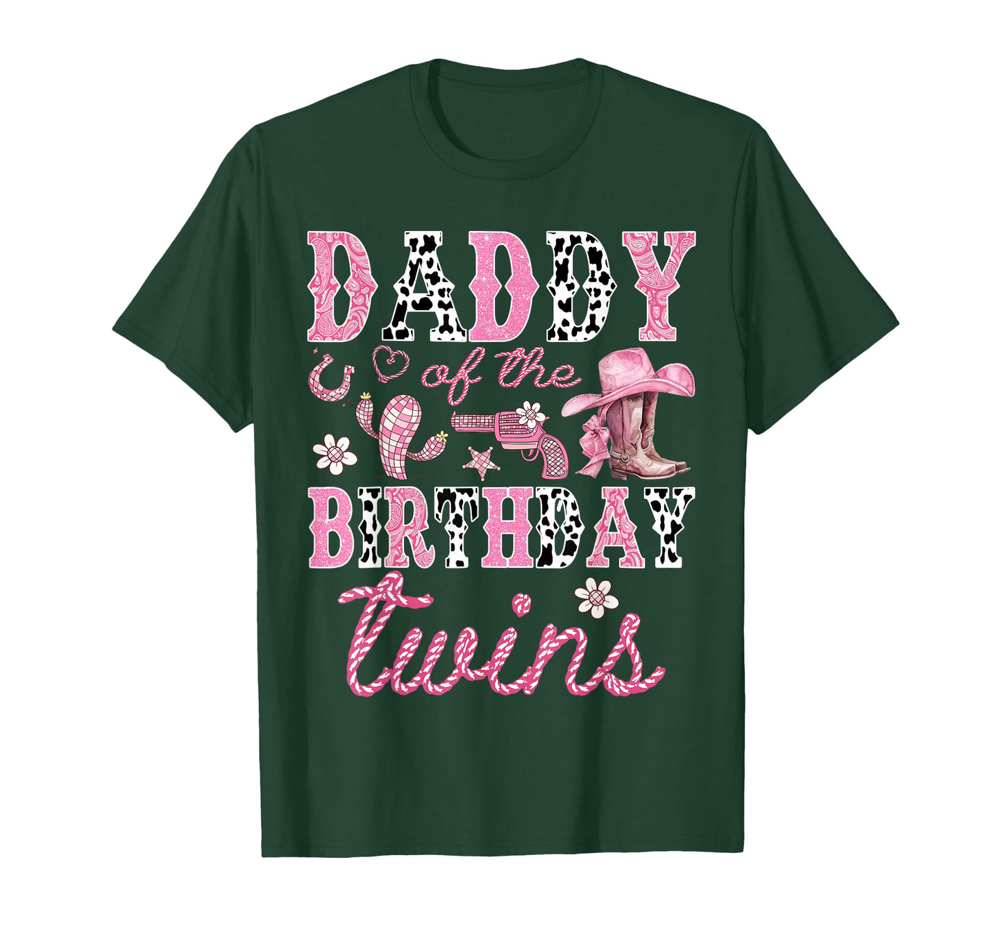 Daddy of The Birthday Twins Cowgirl Rodeo Western Matching T-Shirt