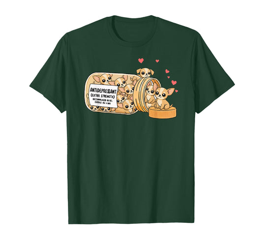 Funny Chihuahua Anti Depressant Mom Dad Kids T-Shirt