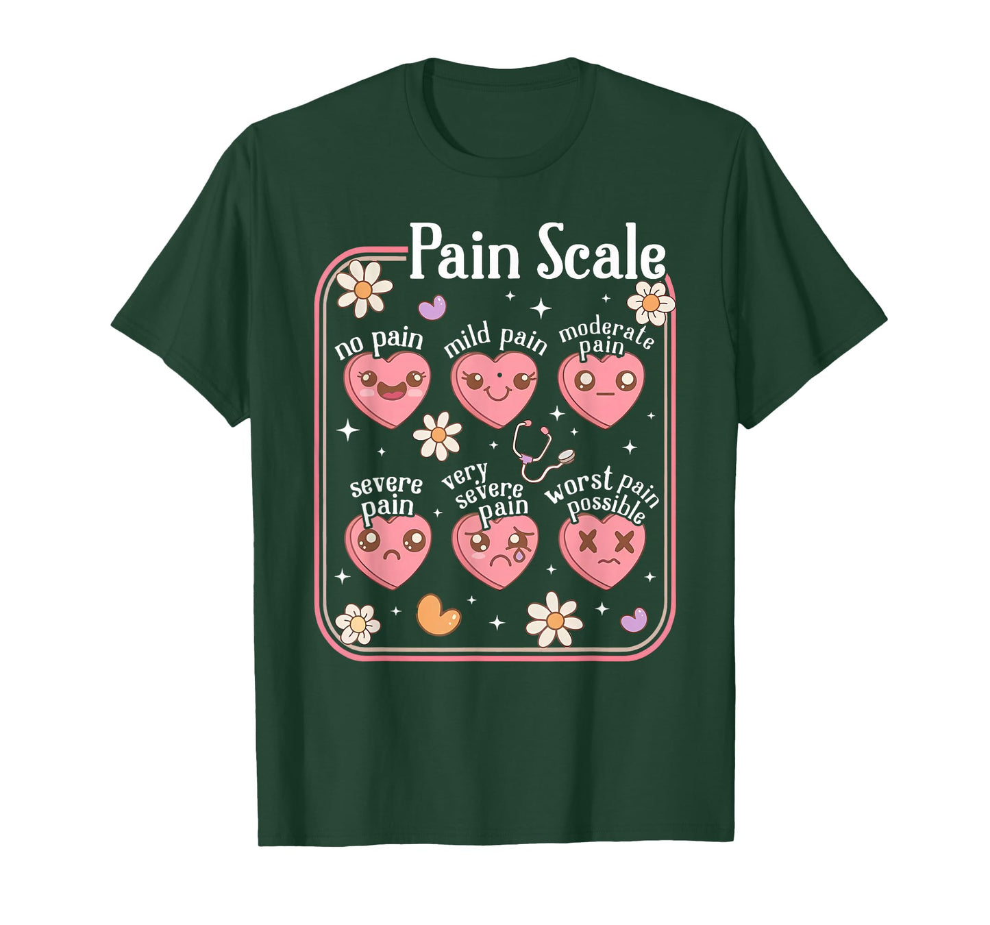 Pain Scale Heart Pain Assessment Trauma Nurse Valentine T-Shirt