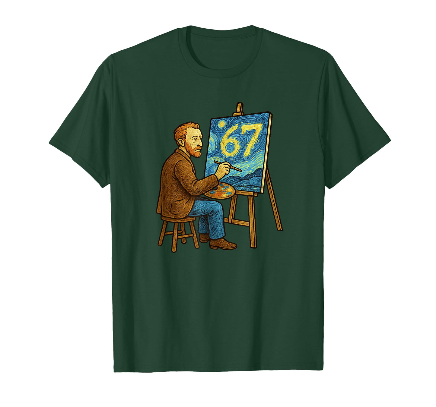 Van Gogh Starry Night 6 7 Funny 67 Meme for Art History Fans T-Shirt