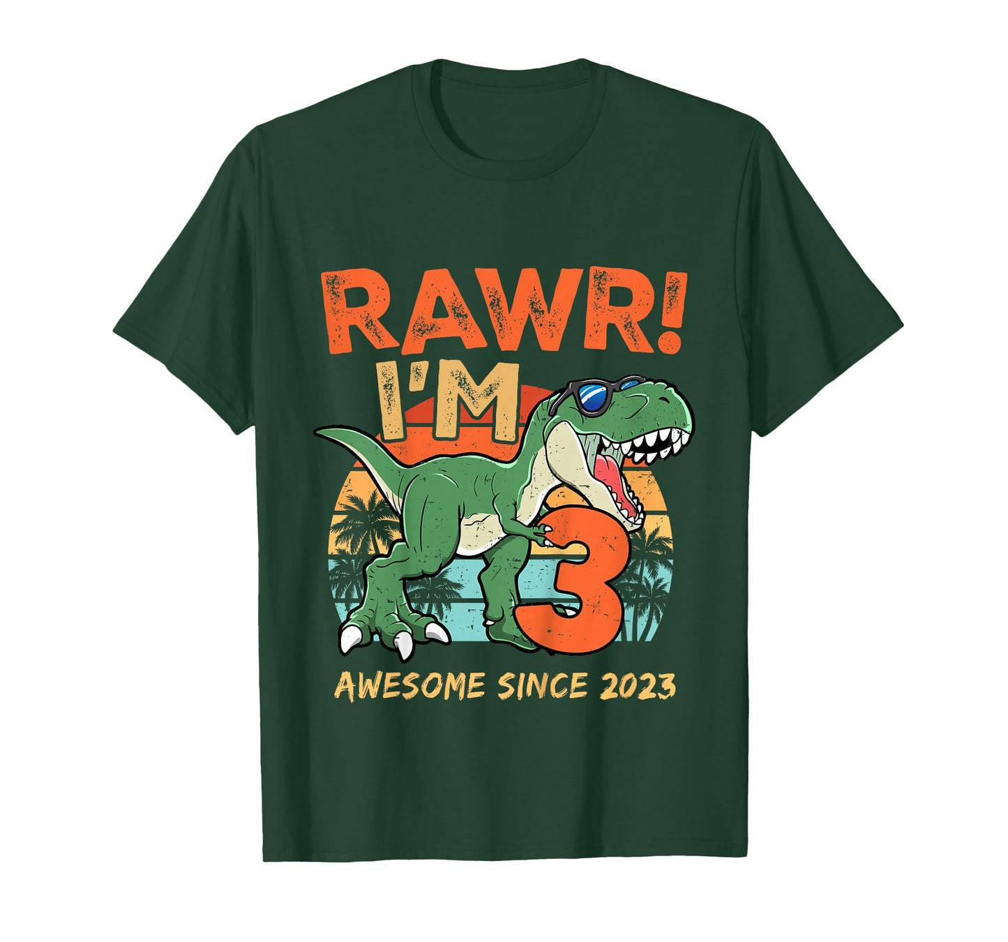 Rawr I'm Three Rex 3rd Birthday Third Dinosaur 3 Year Old T-Shirt