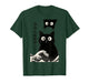Funny Black Cat Watching You Waves Retro Japanese Art Cute T-Shirt
