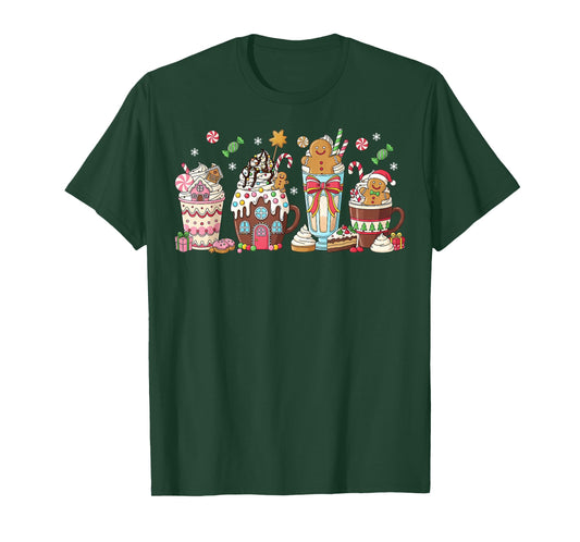 Gingerbread Cookie Christmas Hot Cocoa Latte Drink Women T-Shirt
