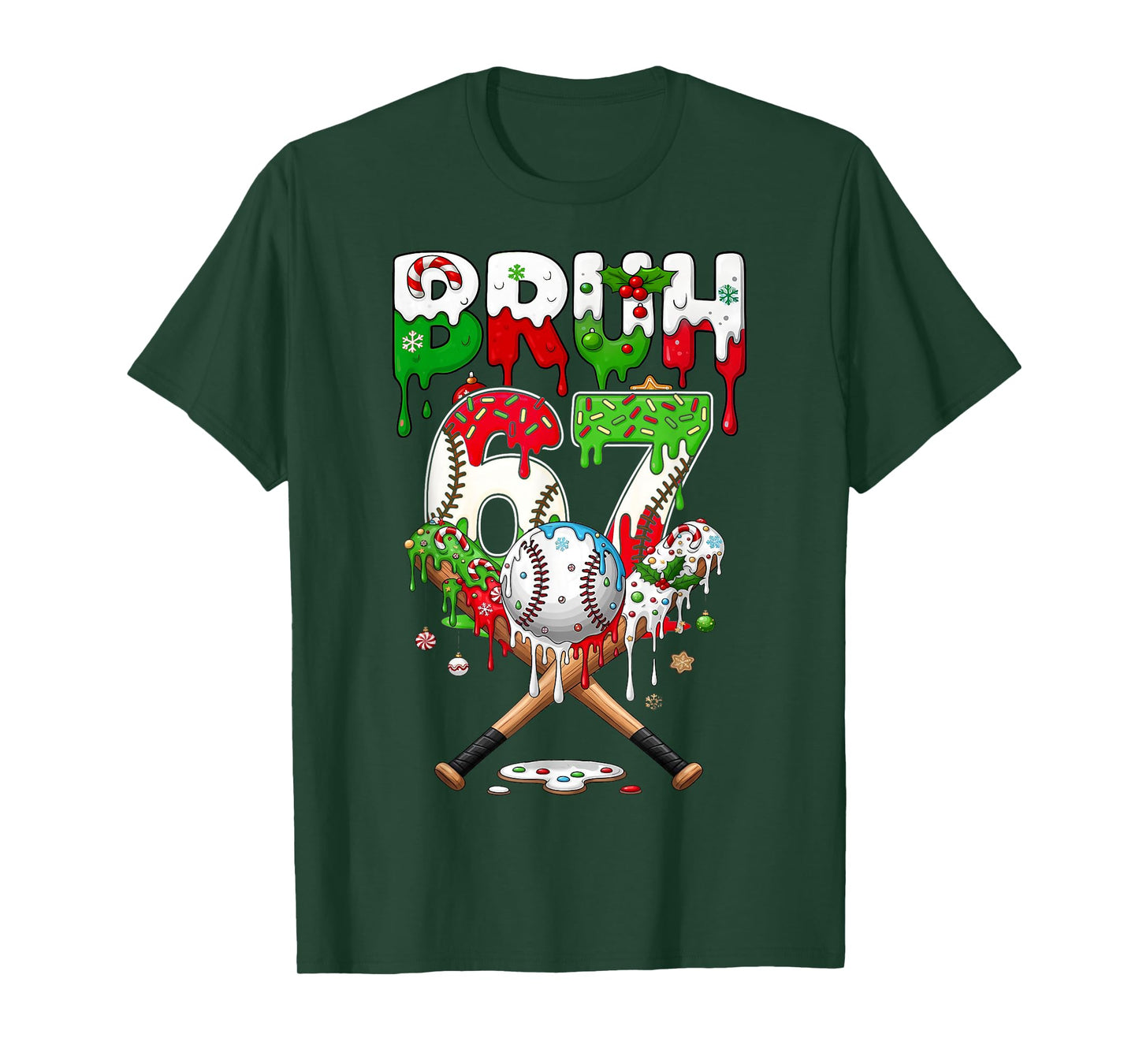 Baseball Bruh 67 Ice Cream Drip Christmas Six Seven Kids T-Shirt