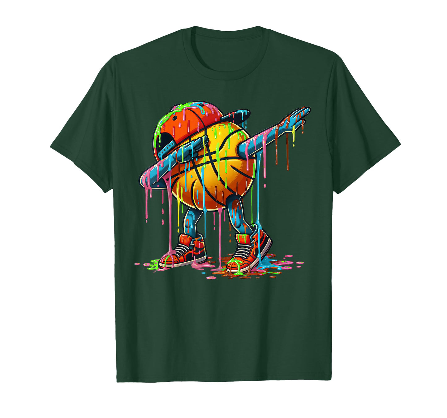 Dabbing Basketball Ice Cream Drips for Boys Funny Basketball T-Shirt