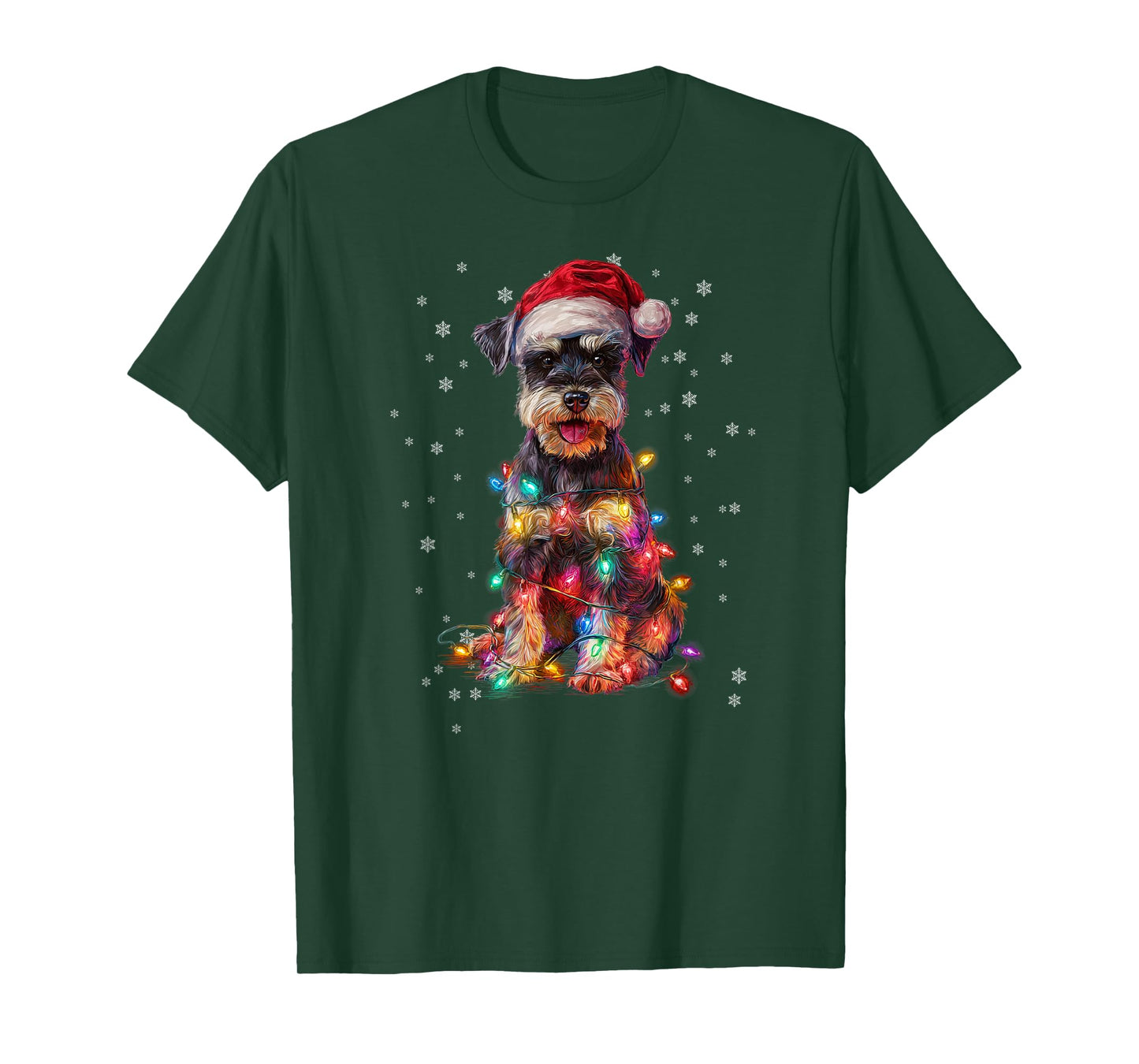 Christmas Dog Schnauzer Santa Xmas Women Men Kids T-Shirt