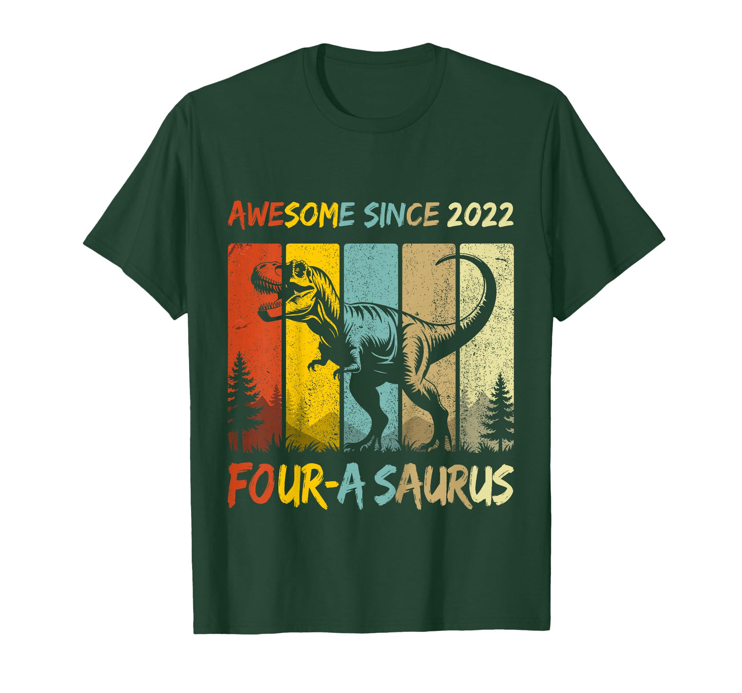 Kids 4 Year Old Dinosaur 4th Birthday Four Saurus Boys Born 2022 T-Shirt